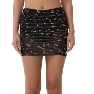 AFRM New Martina Mini Skirt Black Floral Size Large - with attached underwear